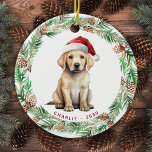 Yellow Labrador Personalised Dog Lover Christmas  Ceramic Tree Decoration<br><div class="desc">If you're a yellow labrador retriever lover, then this holiday season, you'll definitely want to take a look at our festive collection of holiday cards and gifts. Featuring an adorable yellow lab sporting a Santa hat, our cards are sure to put a smile on the face of anyone who receives...</div>