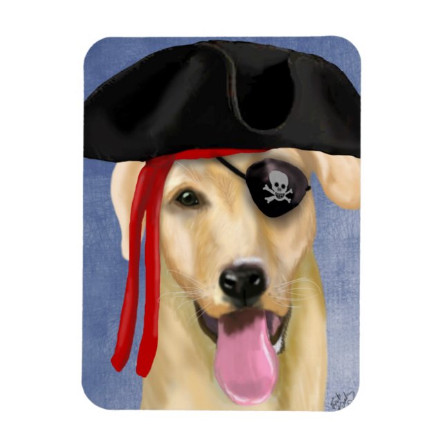Yellow Labrador Pirate Magnet (Vertical)