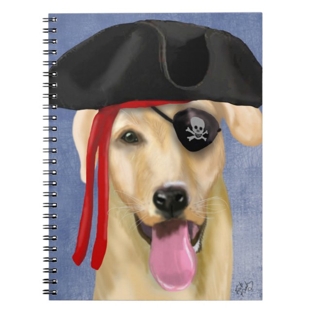 Yellow Labrador Pirate Spiral Notebook (Front)