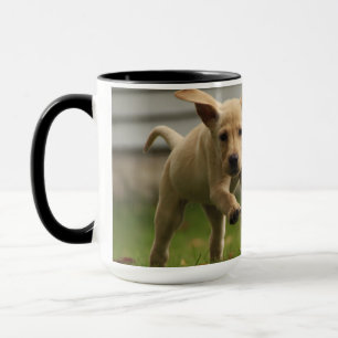 Yellow Labrador Puppies Running Mug