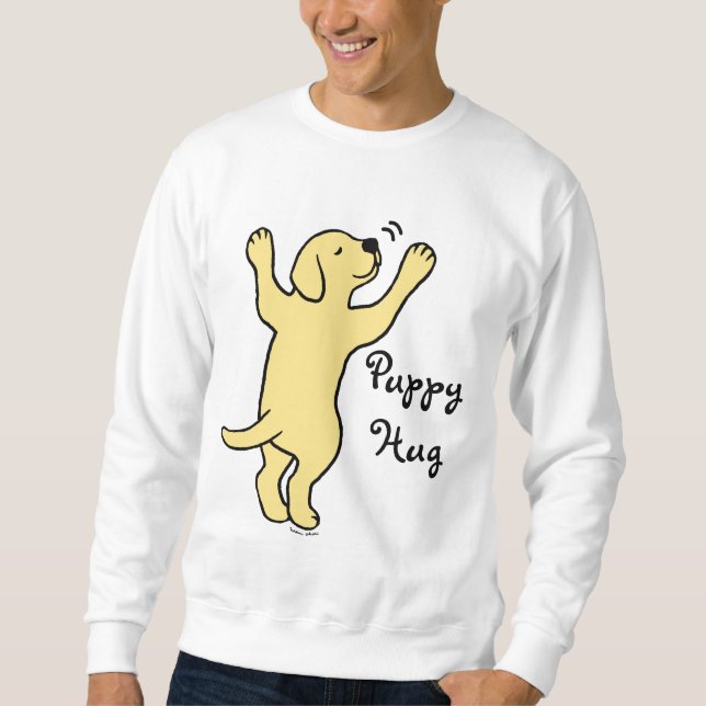 Yellow Labrador Puppy Hug Cartoon Sweatshirt (Front)