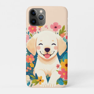 yellow labrador puppy in the middle of flowers Case-Mate iPhone case