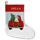 Yellow Labrador Red Christmas Truck