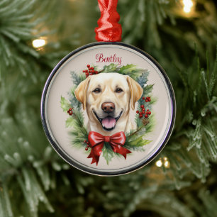 Yellow Labrador Retreiver Christmas Pet Memorial Metal Tree Decoration