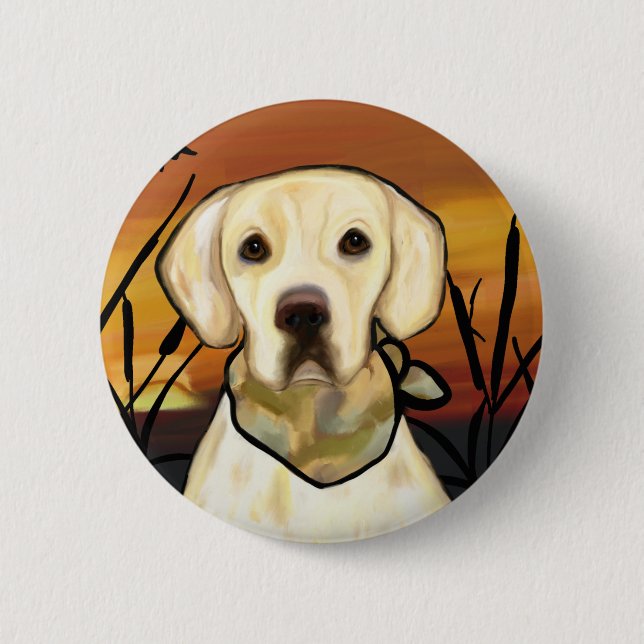 YELLOW LABRADOR RETRIEVER 6 CM ROUND BADGE (Front)