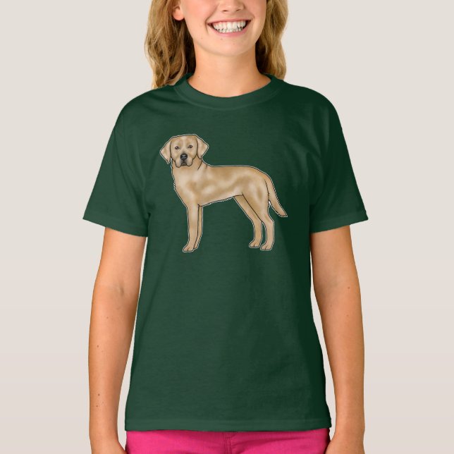 Yellow Labrador Retriever Adorable Cartoon Lab Dog T-Shirt (Front)