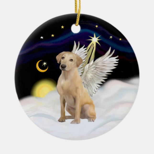 Yellow Labrador Retriever Angel Ceramic Ornament (Front)