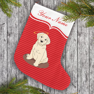 Yellow Labrador Retriever Angel Halo Large Christmas Stocking