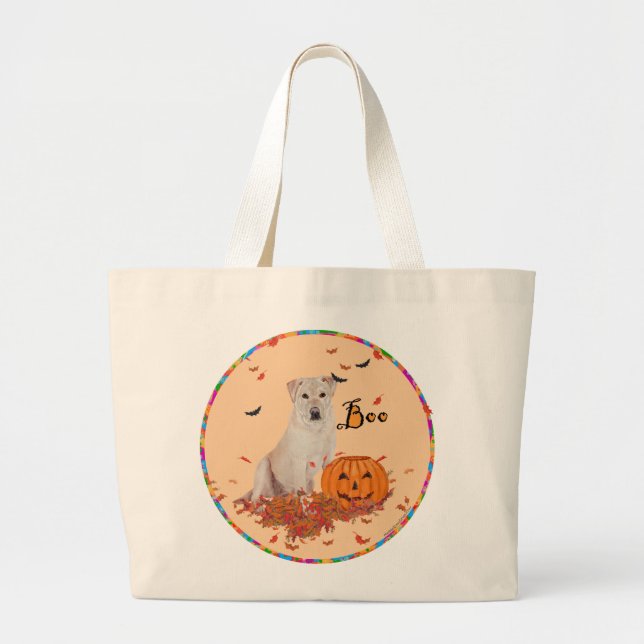 Yellow Labrador Retriever Boo! Large Tote Bag (Front)
