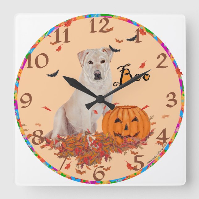 Yellow Labrador Retriever Boo! Square Wall Clock (Front)