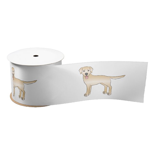 Yellow Labrador Retriever Cartoon Dog Illustration Satin Ribbon (Spool)