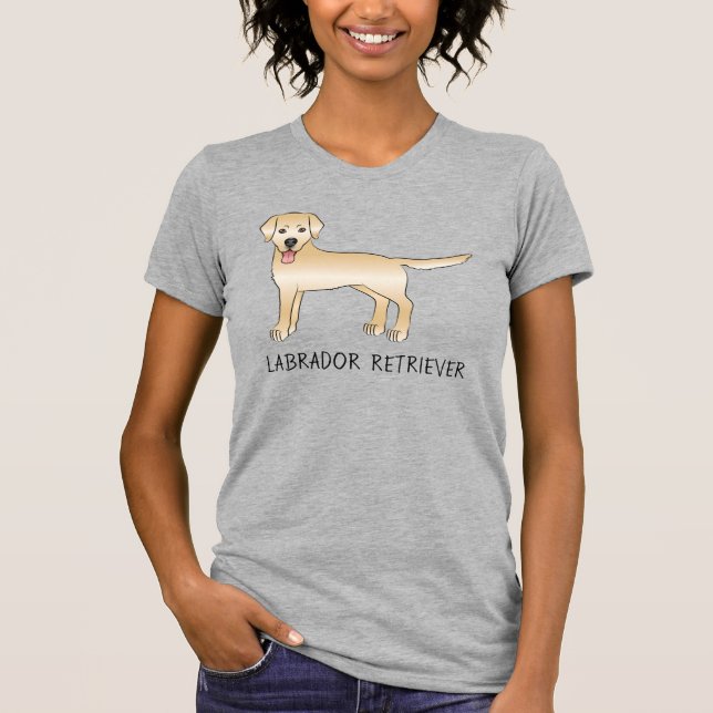 Yellow Labrador Retriever Cartoon Dog & Text T-Shirt (Front)