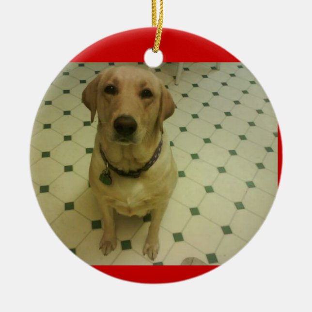 yellow Labrador retriever Ceramic Tree Decoration (Front)