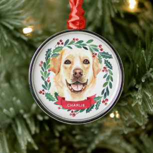 Yellow Labrador Retriever Christmas Dog Lover Metal Tree Decoration