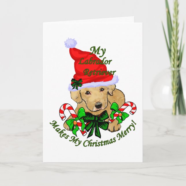 Yellow Labrador Retriever Christmas Gifts Holiday Card (Front)