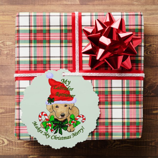 Yellow Labrador Retriever Christmas Gifts Tree Decoration Card (Insitu (Gift))