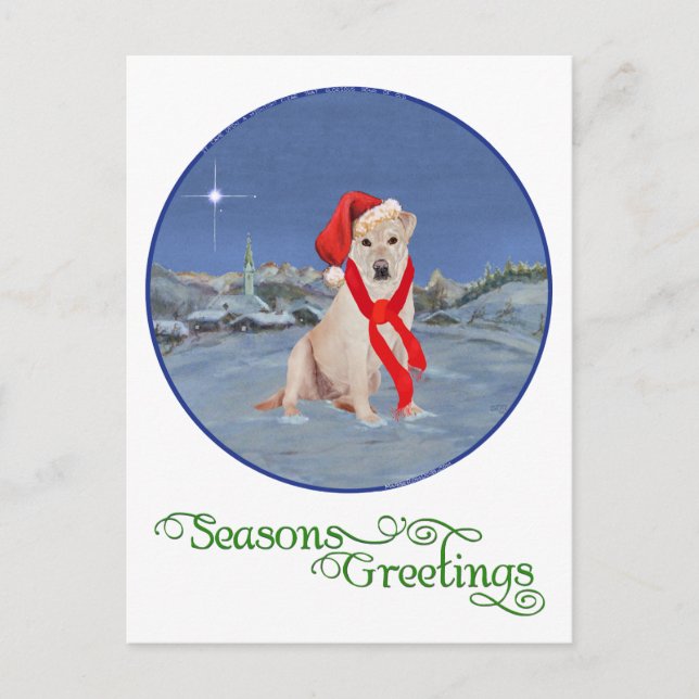 Yellow Labrador Retriever Christmas Holiday Postcard (Front)