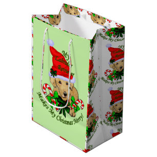 Yellow Labrador Retriever Christmas Medium Gift Bag