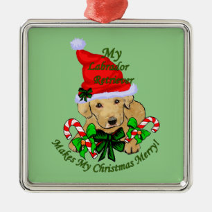 Yellow Labrador Retriever Christmas Metal Tree Decoration