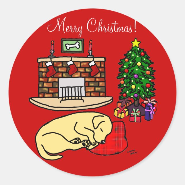 Yellow Labrador Retriever Christmas Stickers (Front)