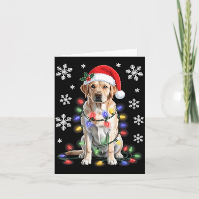 Yellow Labrador Retriever Christmas Tree Light Paj Card (Front)