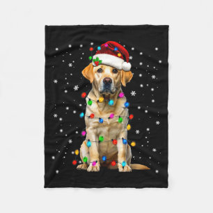 Yellow Labrador Retriever Christmas Tree Light Paj Fleece Blanket