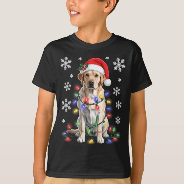 Yellow Labrador Retriever Christmas Tree Light Paj T-Shirt (Front)