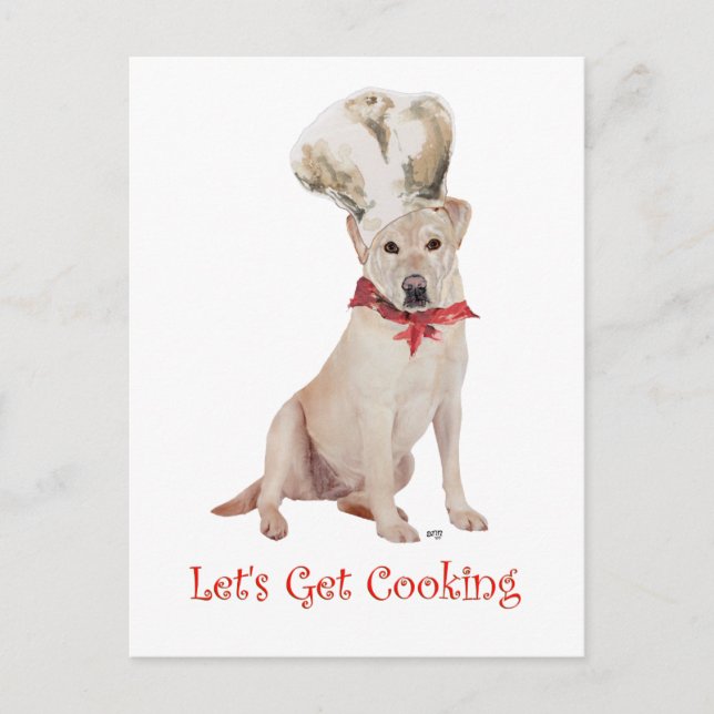 Yellow Labrador Retriever Cooking Postcard (Front)