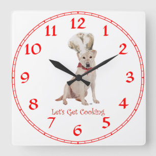 Yellow Labrador Retriever Cooking Square Wall Clock