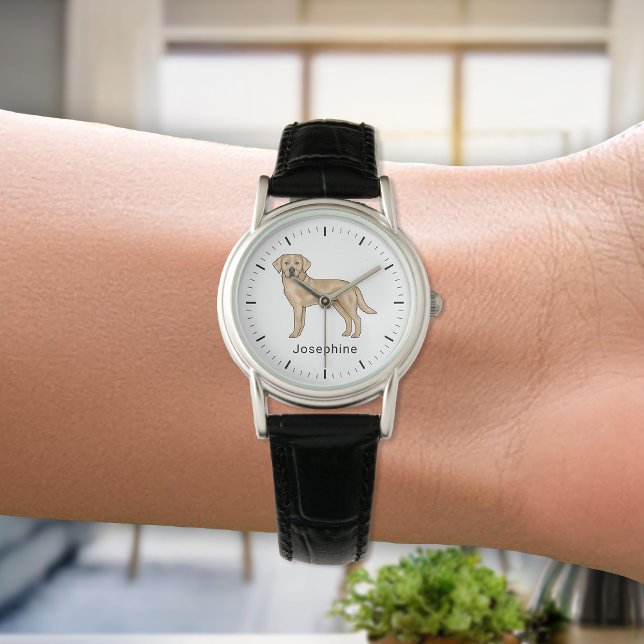Yellow Labrador Retriever Cute Lab Dog Art Name Watch (Creator Uploaded)