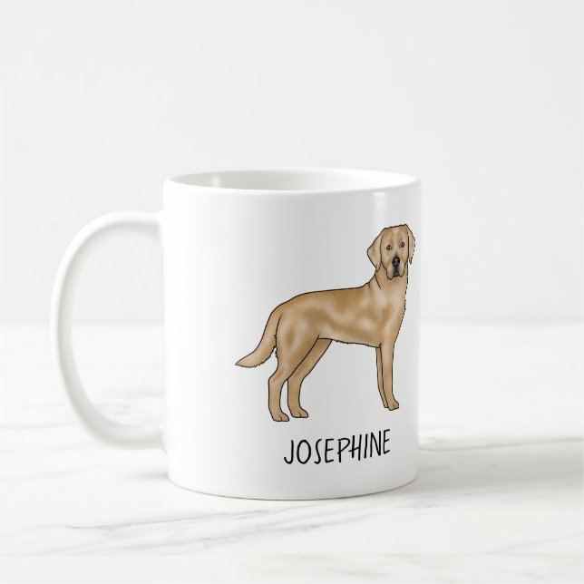 Yellow Labrador Retriever Cute Lab Dog Custom Name Coffee Mug (Left)