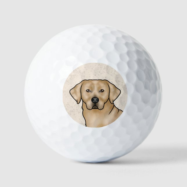 Yellow Labrador Retriever Design Cartoon Dog Head Golf Balls (Front)