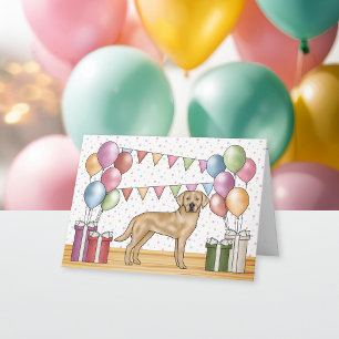 Yellow Labrador Retriever Dog Colourful Birthday Card