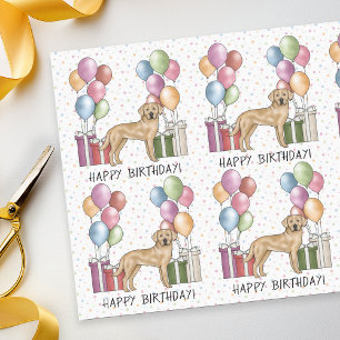 Yellow Labrador Retriever Dog Colourful Birthday Tissue Paper