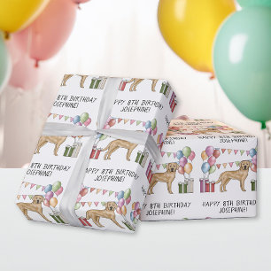 Yellow Labrador Retriever Dog Colourful Birthday Wrapping Paper