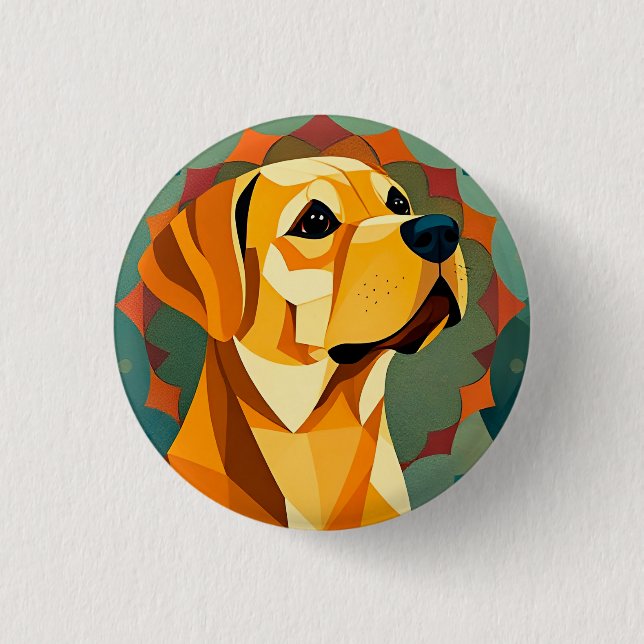 Yellow Labrador Retriever Dog Geometric Art 3 Cm Round Badge (Front)