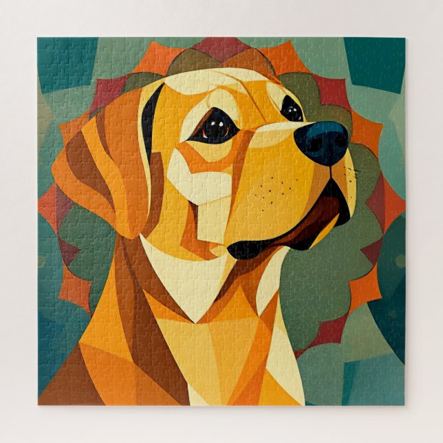 Yellow Labrador Retriever Dog Geometric Art Jigsaw Puzzle (Vertical)