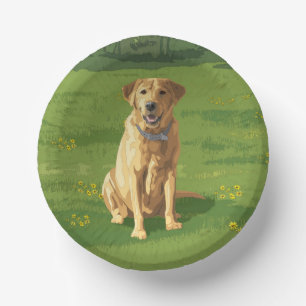 Yellow Labrador Retriever Dog Paper Plate