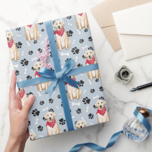 Yellow Labrador Retriever Dog Paw Print Wrapping Paper