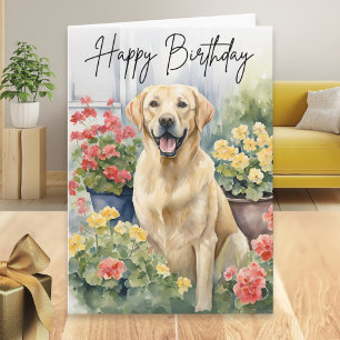 Yellow Labrador Retriever Dog Picture Birthday Card