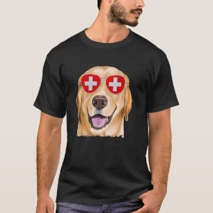 Yellow Labrador Retriever Dog Switzerland Flag Sun T-Shirt