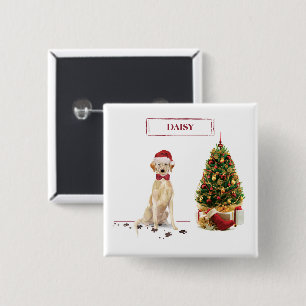 Yellow Labrador Retriever Funny Christmas Dog 15 Cm Square Badge