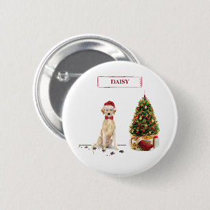 Yellow Labrador Retriever Funny Christmas Dog 6 Cm Round Badge