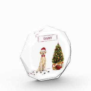 Yellow Labrador Retriever Funny Christmas Dog Photo Block