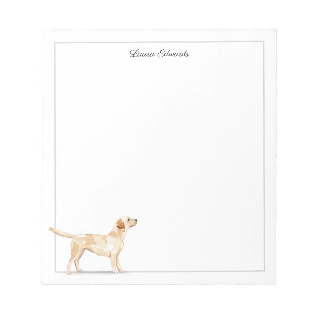 Yellow Labrador Retriever Grey Border Personalised Notepad (Front)