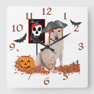 Yellow Labrador Retriever Halloween Square Wall Clock