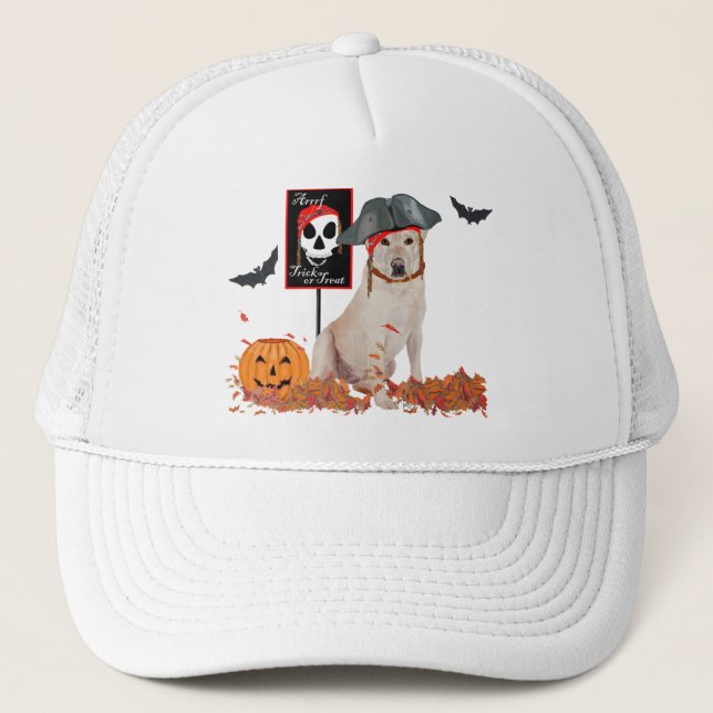 Yellow Labrador Retriever Halloween Trucker Hat (Front)