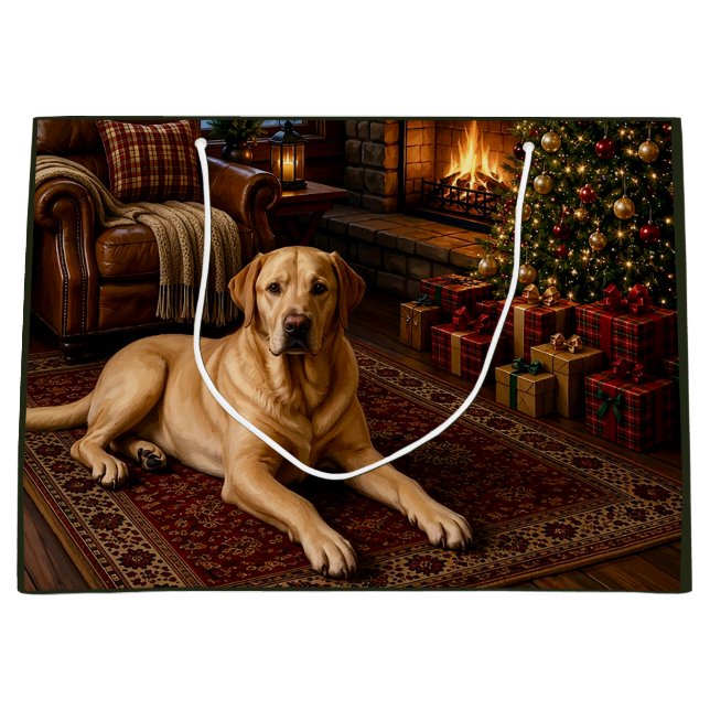 Yellow Labrador Retriever Holiday  Large Gift Bag (Front)