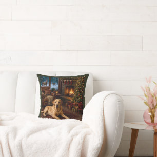 Yellow Labrador Retriever Holiday Pillow