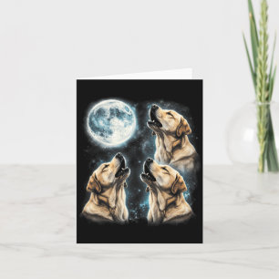 Yellow Labrador Retriever Howling At Moon Retro Card